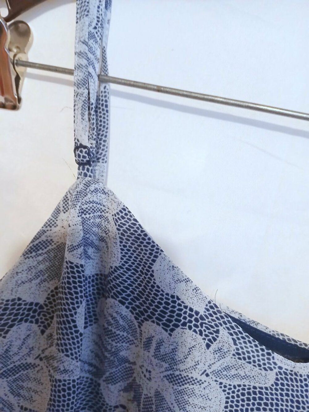 Fashion Week Blue White Floral Lace Print Slip Dress M Boho Cottagecore Feminine - Picture 6 of 9